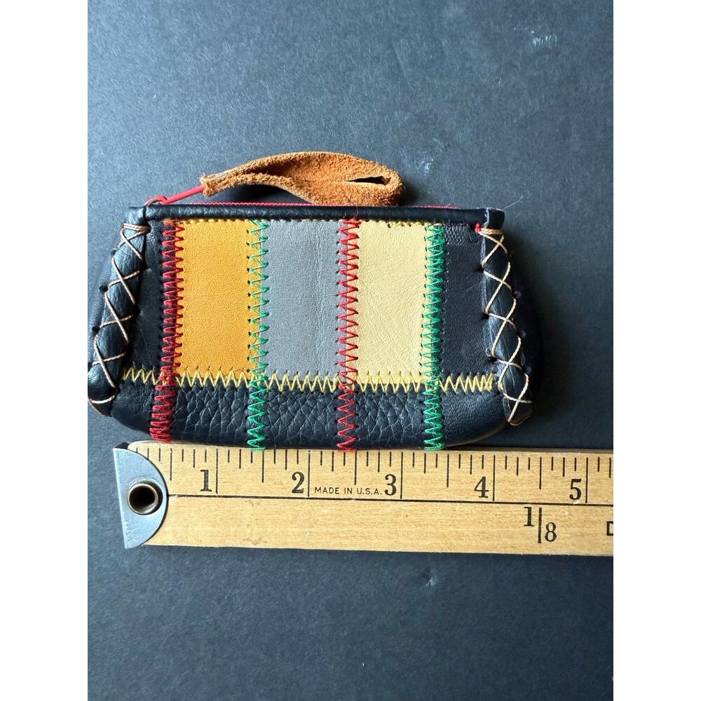Handcrafted Stitched Patchwork Leather Coin Purse… - image 4